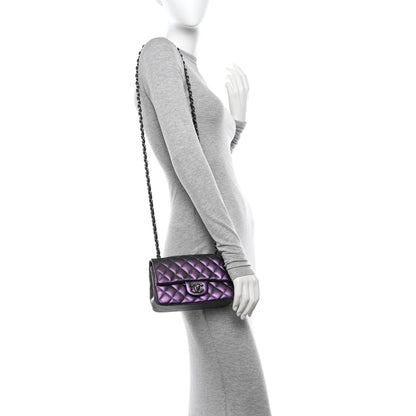 Chanel Iridescent Lambskin Quilted Mini Rectangular Flap Dark Purple 2 of 15
