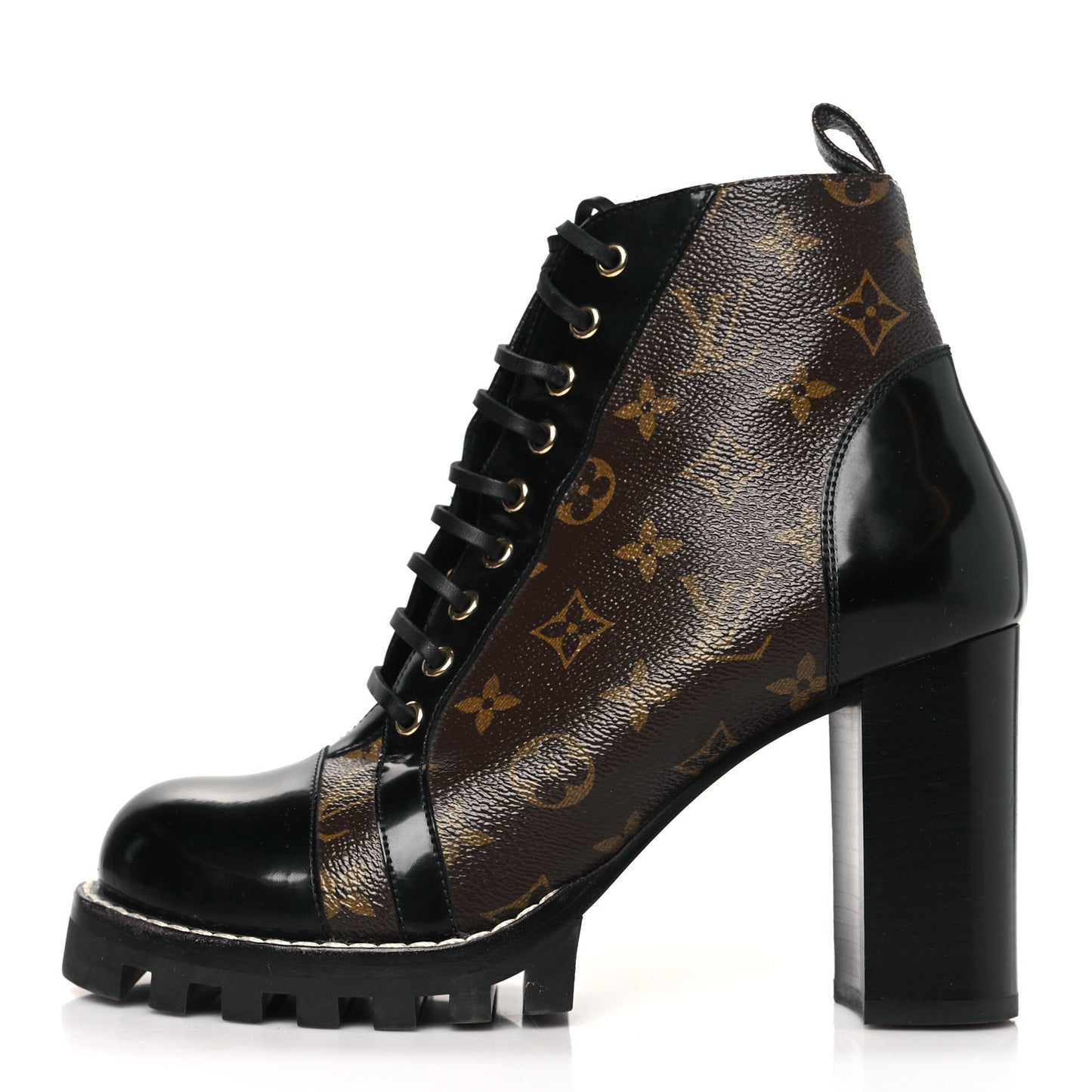 Patent Calfskin Monogram Star Trail Ankle Boots 41 Black