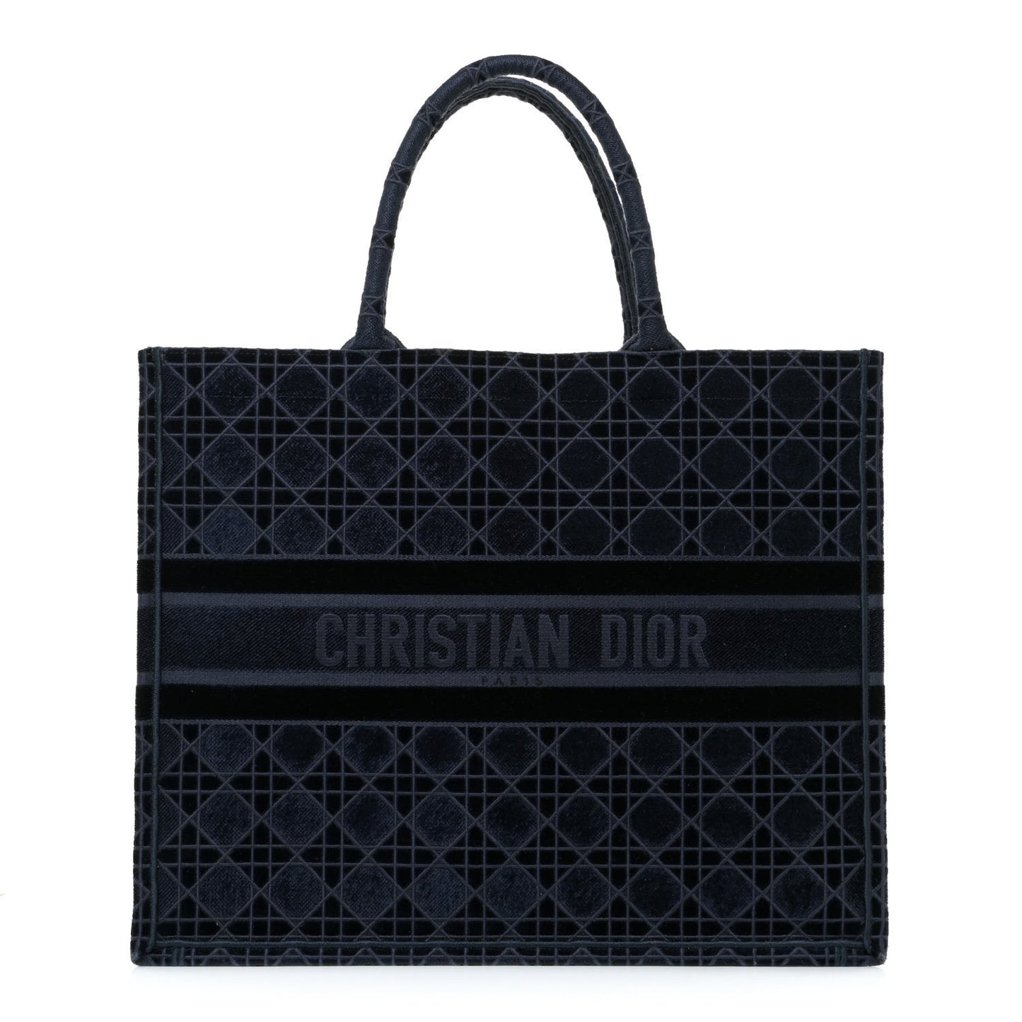 Velvet Cannage Large Book Tote Navy Blue