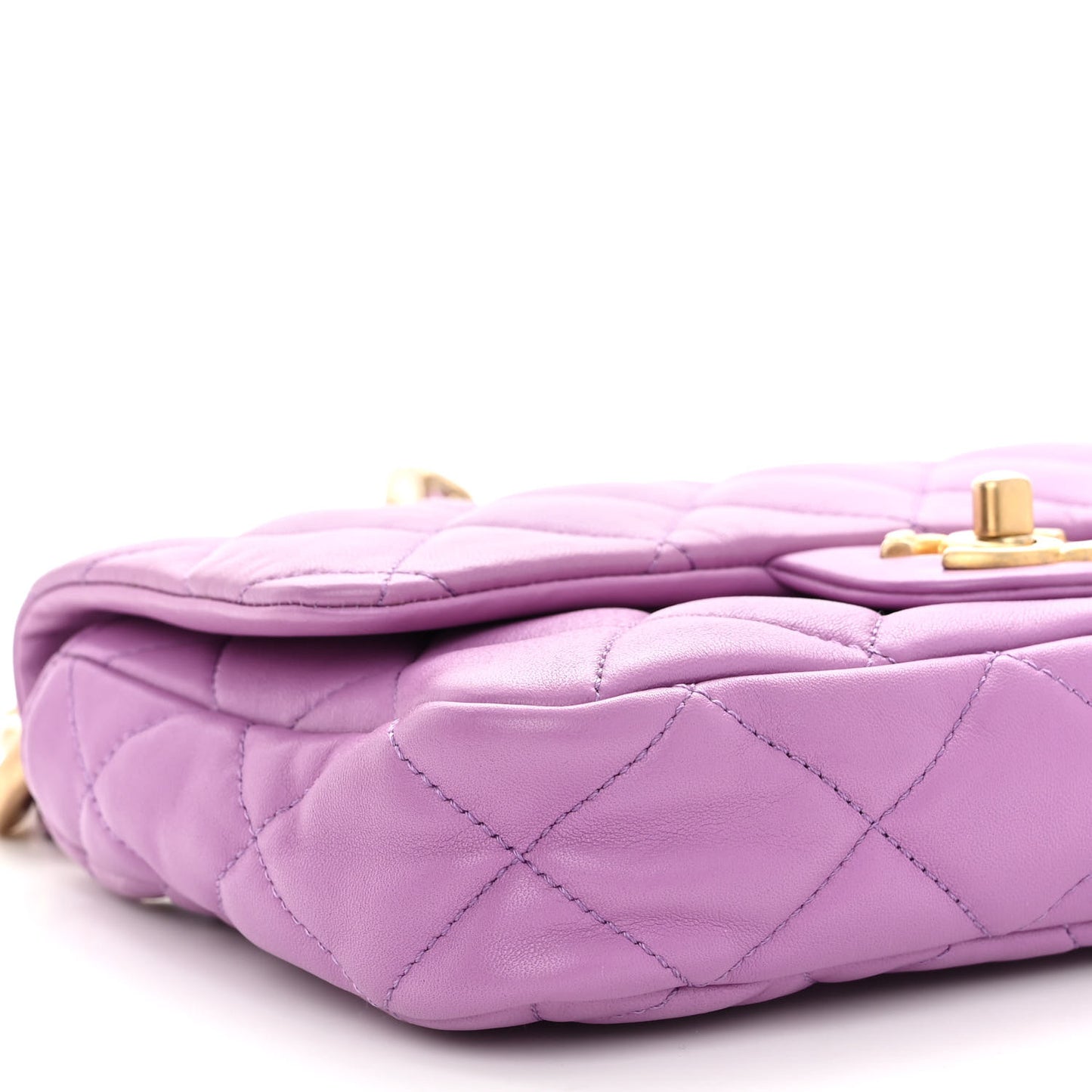 Lambskin Quilted Small CC Funky Town Flap Purple