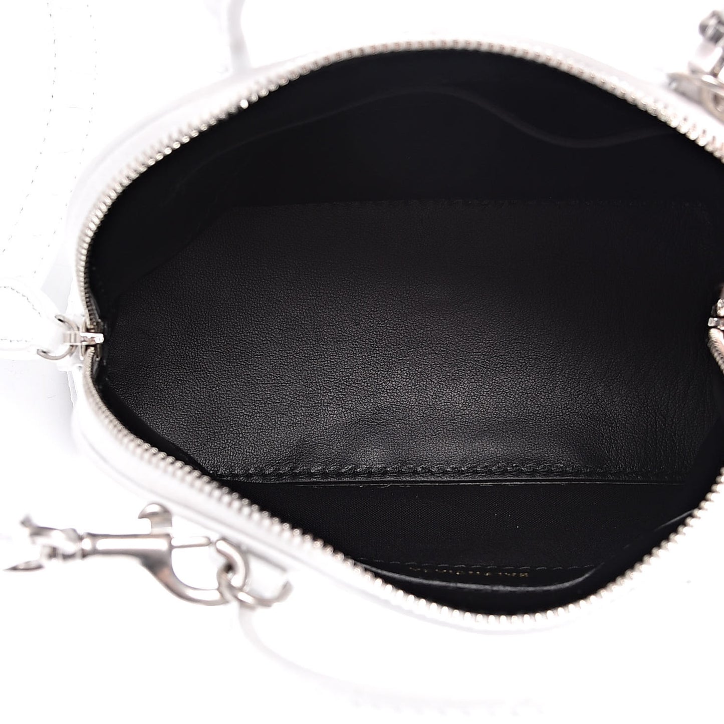Calfskin Crocodile Embossed XXS Ville Top Handle Bag White Black