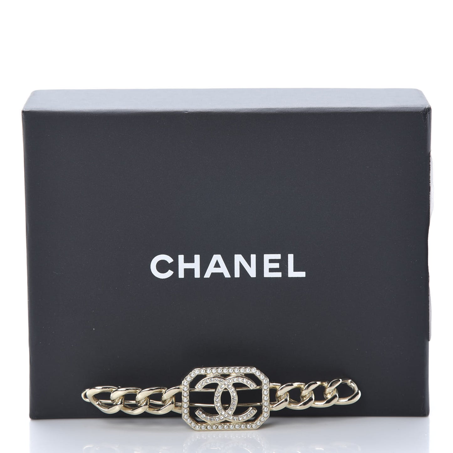 Crystal Chain CC Vendome Hair Clip Barrette Gold