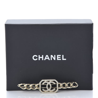 Chanel Crystal Chain CC Vendome Hair Clip Barrette Gold 4 of 4