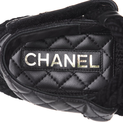 Chanel Cord Lambskin Quilted Logo Sandals 36 Black 9 of 11