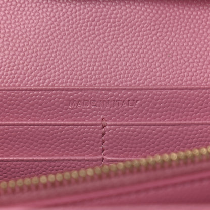 Saint Laurent Grain De Poudre Matelasse Chevron Monogram Chain Wallet Indian Pink 8 of 13