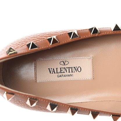 Valentino Garavani Pebbled Calfskin Rockstud Ballerina Flats 38.5 Light Cuir 7 of 9