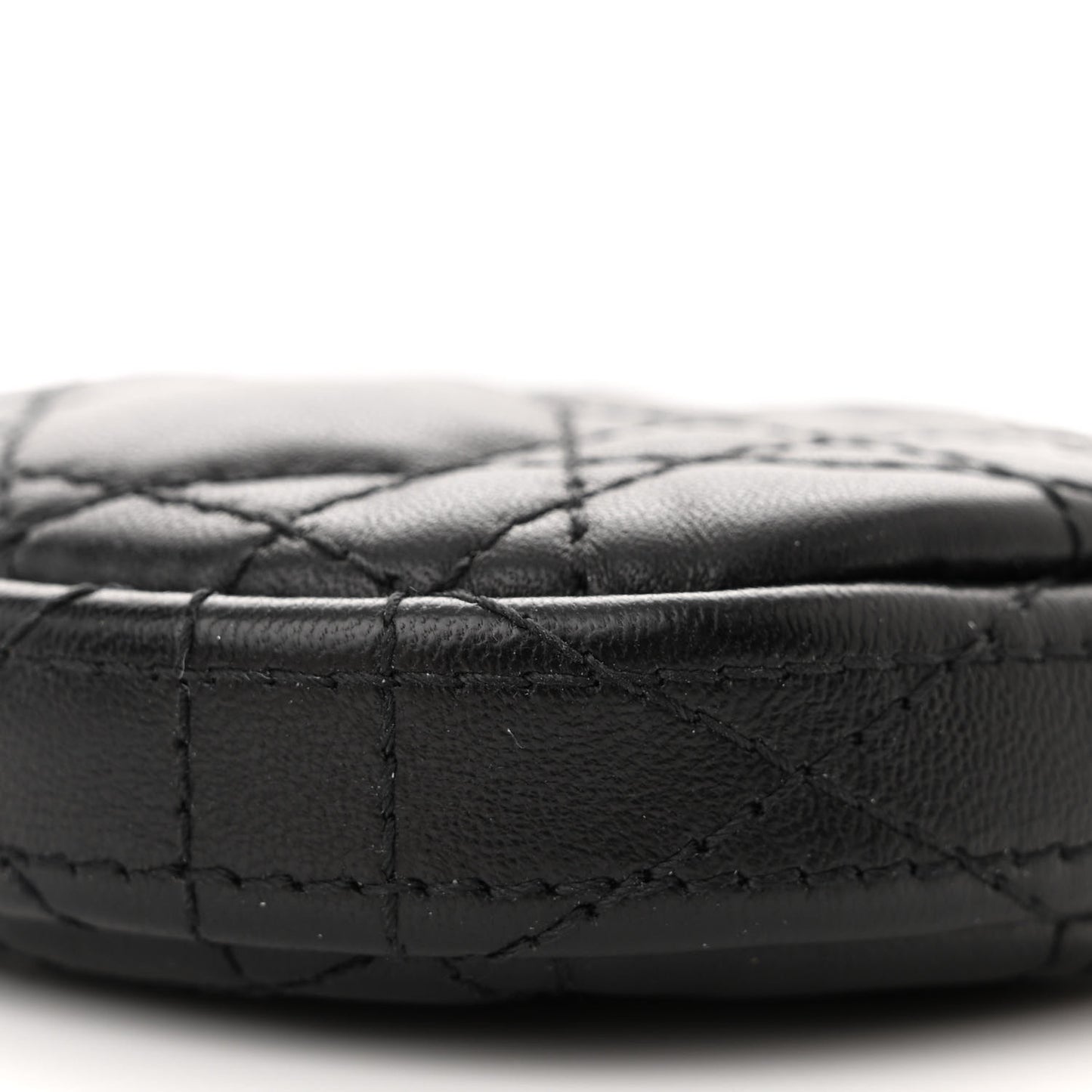 Lambskin Mini Cannage Round Caro Crossbody Pouch Black