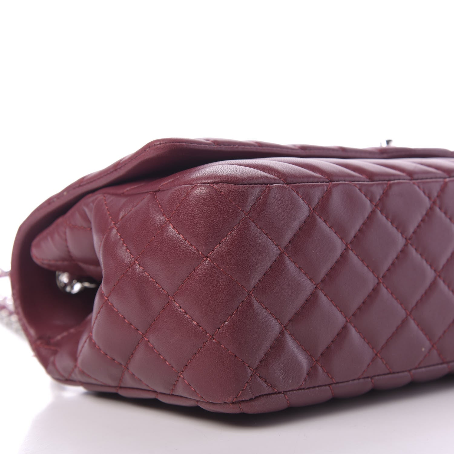Chanel Lambskin Chevron Quilted Large Surpique Flap Dark Red 6 of 11
