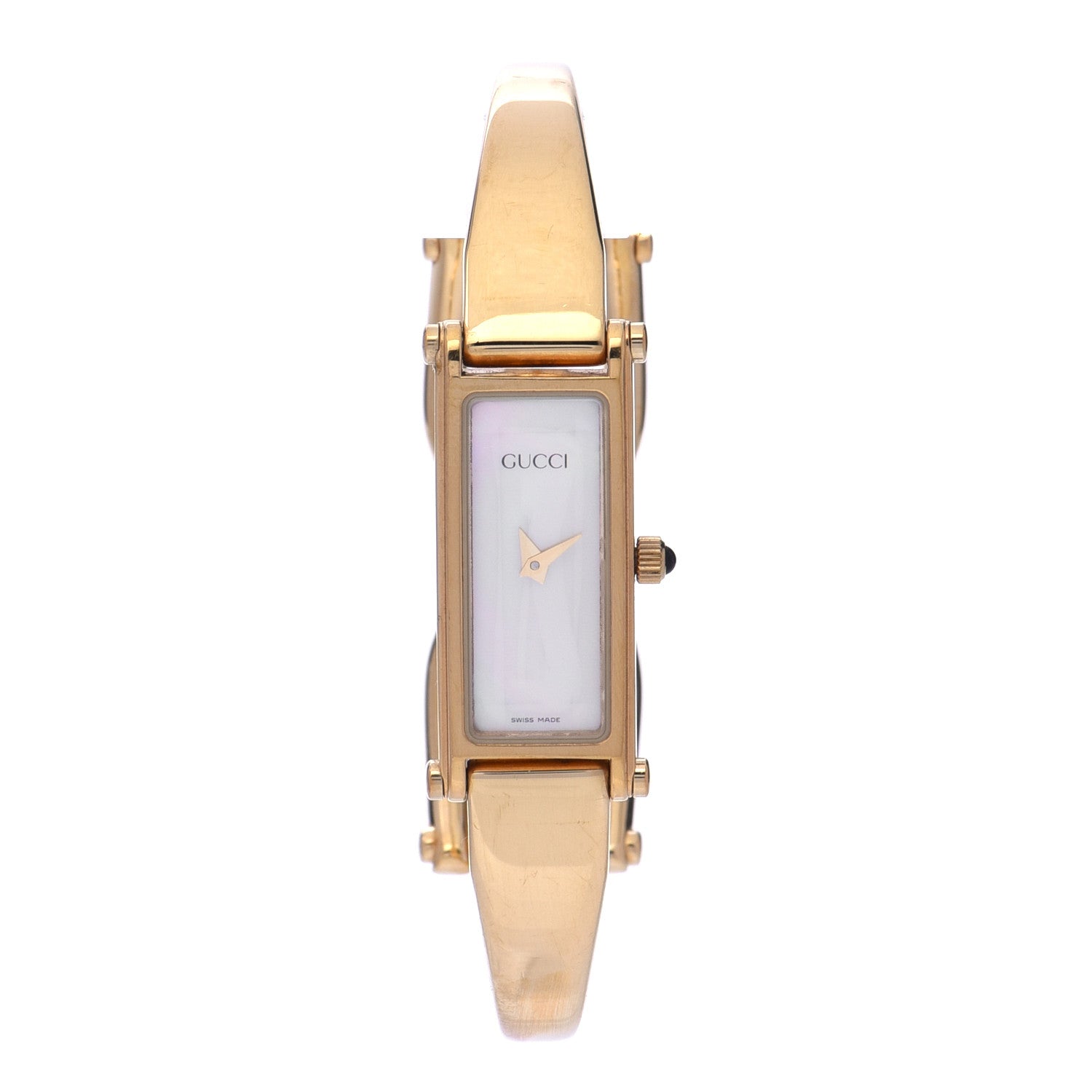 Gucci Stainless Steel Mother of Pearl 12mm 1500L Horsebit Quartz Watch 1 of 6