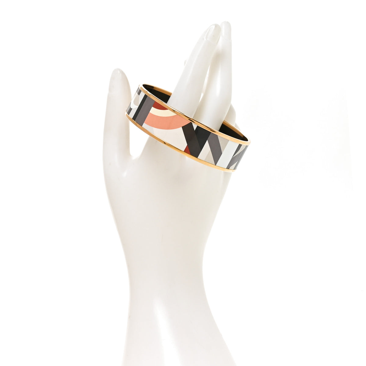 Hermes Enamel Printed Perspective Cavaliere Wide Bracelet 62 Rose Gold 2 of 6