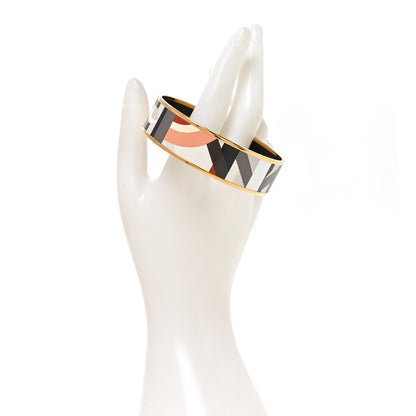 Hermes Enamel Printed Perspective Cavaliere Wide Bracelet 62 Rose Gold 2 of 6