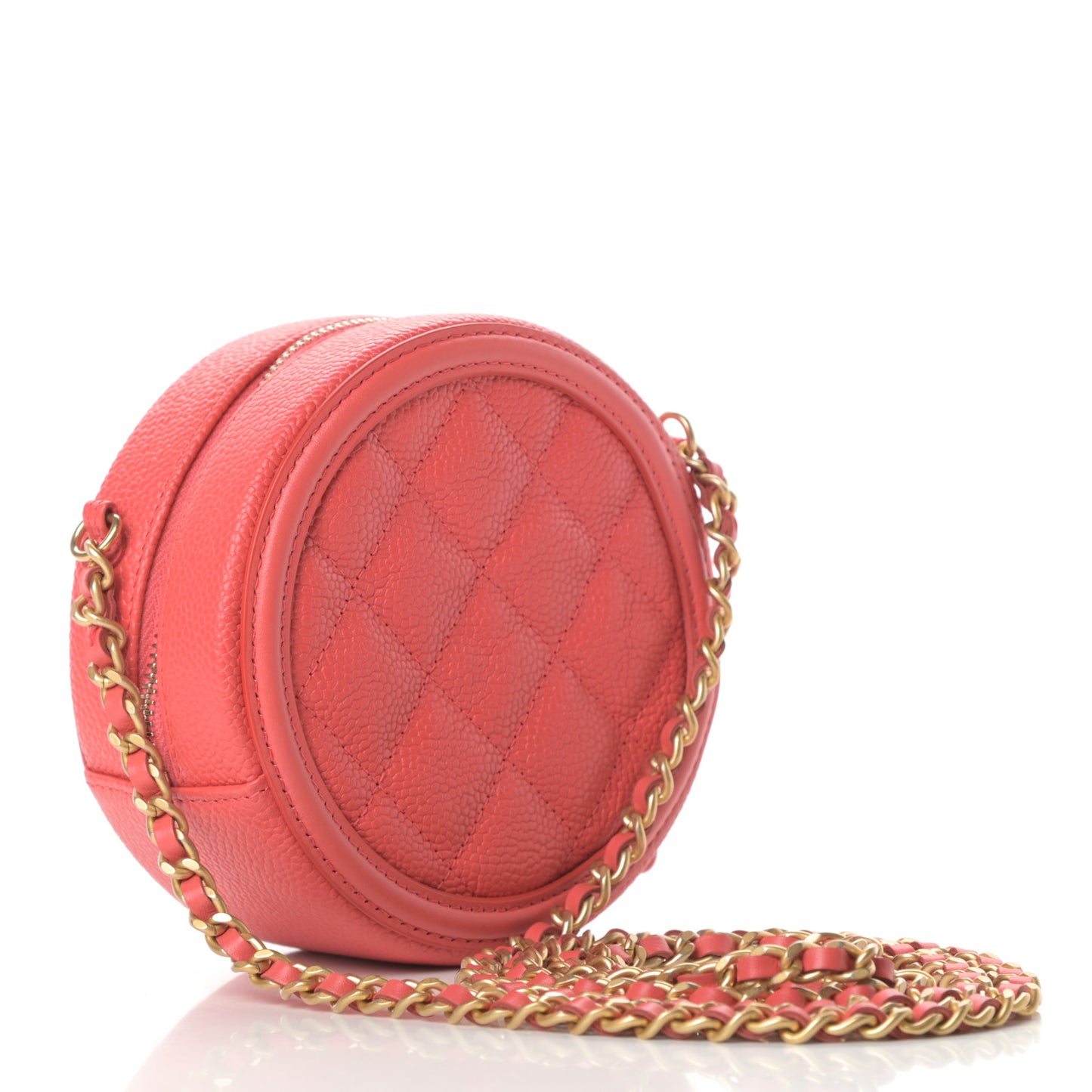 Caviar Quilted Round Filigree Crossbody Red