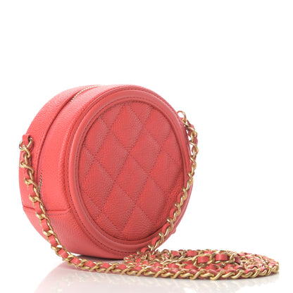 Chanel Caviar Quilted Round Filigree Crossbody Red 3 of 11
