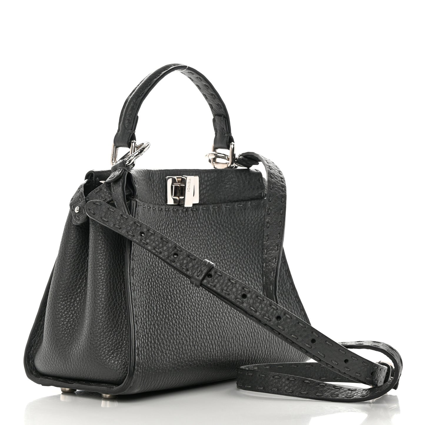 Cuoio Romano Selleria Bi-Color Mini Peekaboo Iconic Satchel Asfalto Latte