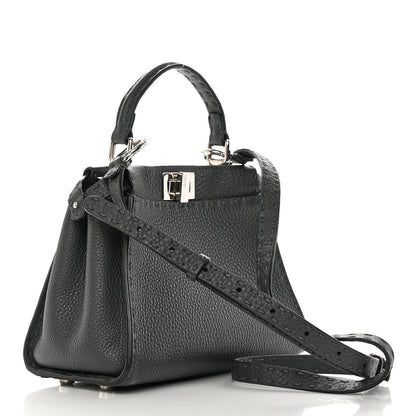 Fendi Cuoio Romano Selleria Bi-Color Mini Peekaboo Iconic Satchel Asfalto Latte 3 of 13