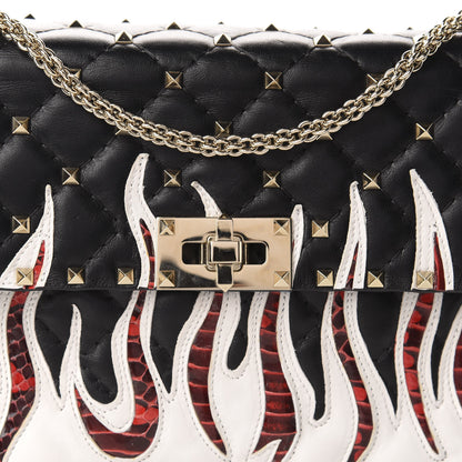 Valentino Garavani Lambskin Ayers Flames Medium Rockstud Spike Shoulder Bag Black 9 of 9