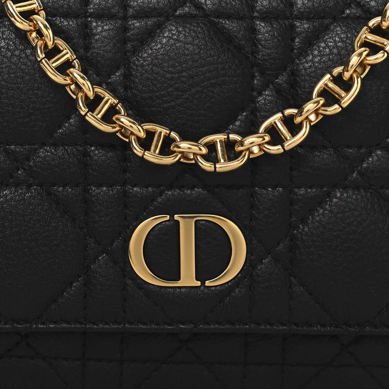 Christian Dior Supple Calfskin Cannage Caro Belt Pouch with Chain  Black Black 9 of 12