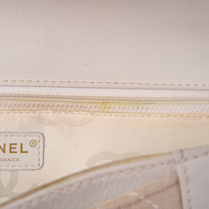 Chanel Lambskin Canvas Quilted Top Handle Flap Bag White 20 of 27
