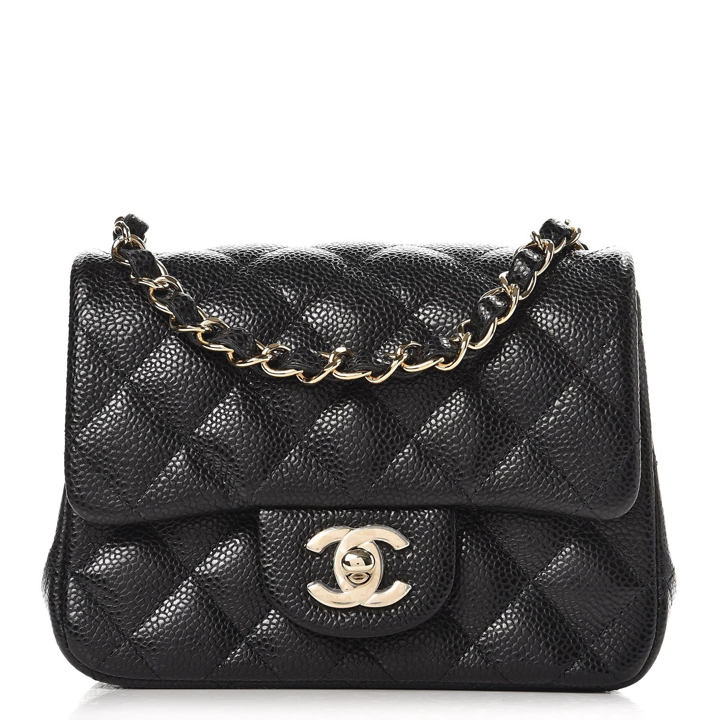 Caviar Quilted Mini Square Flap Black