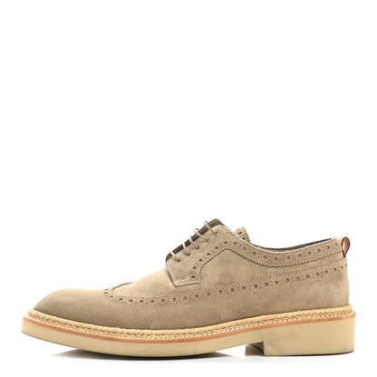 Louis Vuitton Suede Palm Beach Wing Tip Mens Derby Shoes 8 Beige 1 of 11