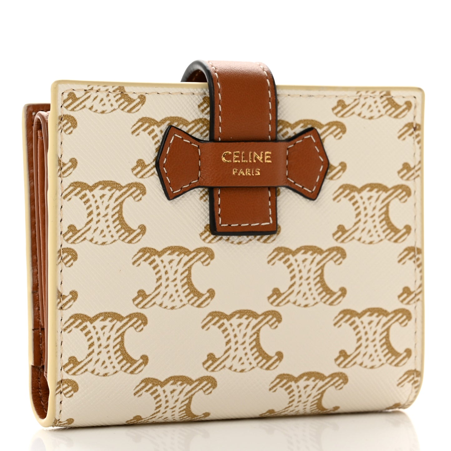 Canvas Triomphe Small Strap Wallet White