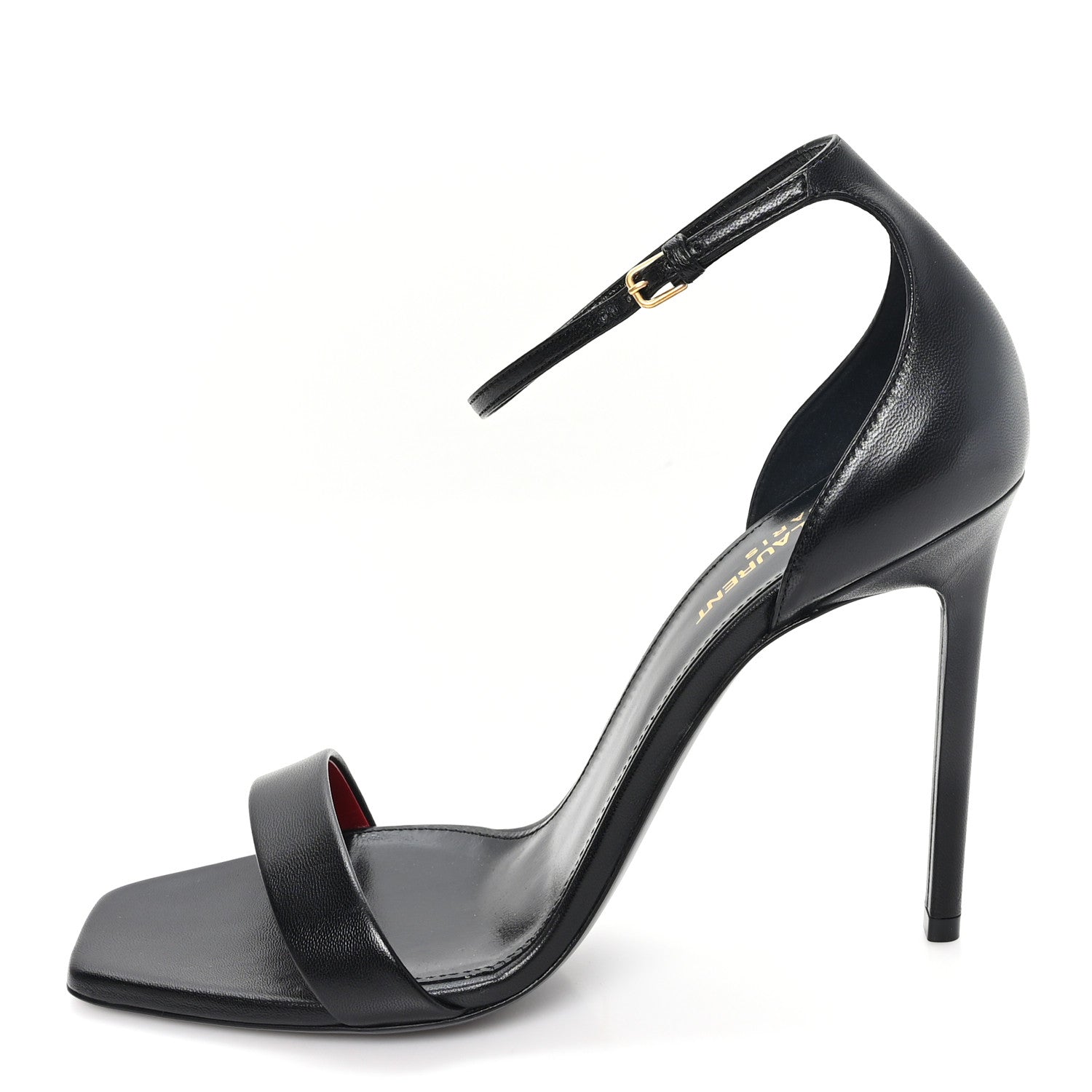 Saint Laurent Calfskin Amber 105 Ankle Strap Sandals 40 Black 1 of 10