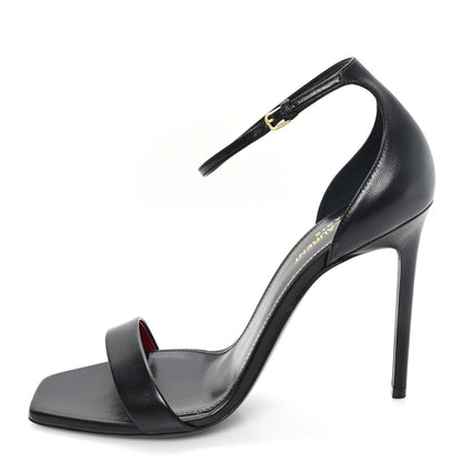 Saint Laurent Calfskin Amber 105 Ankle Strap Sandals 40 Black 1 of 10
