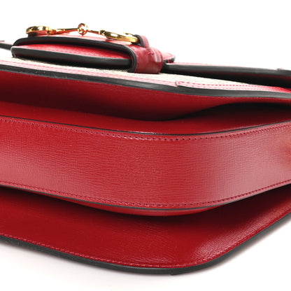 Gucci GG Supreme Monogram Azalea Calfskin Horsebit 1955 Shoulder Bag Beige Ebony New Cherry Red 10 of 10
