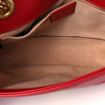 Gucci Calfskin Matelasse Mini GG Marmont Shoulder Bag Hibiscus Red 5 of 11