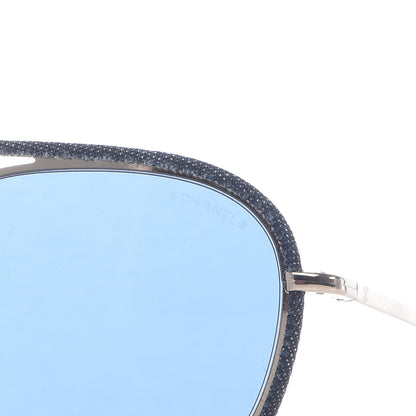 Chanel Metal Denim Pilot Sunglasses 4249-J Gold Dark Blue 7 of 7
