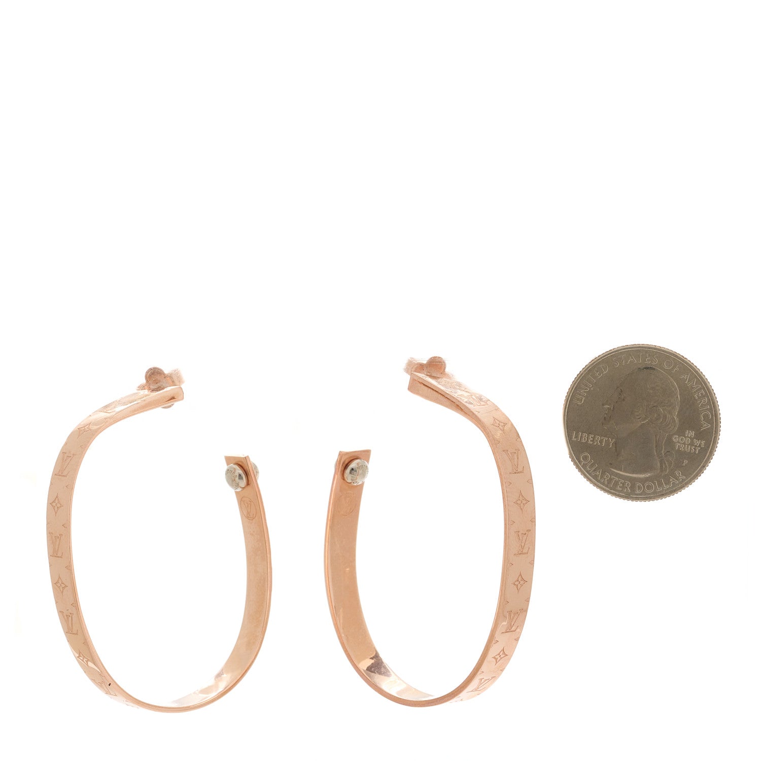 Louis Vuitton LOUIS VUITTON Nanogram Hoop Earrings Pink Gold 2 of 6