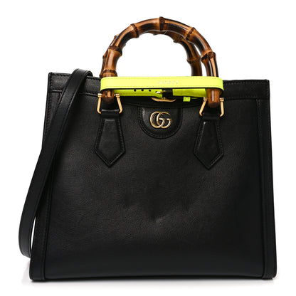 Gucci Calfskin Small Diana Tote Bag Black Yellow Fluo 1 of 12