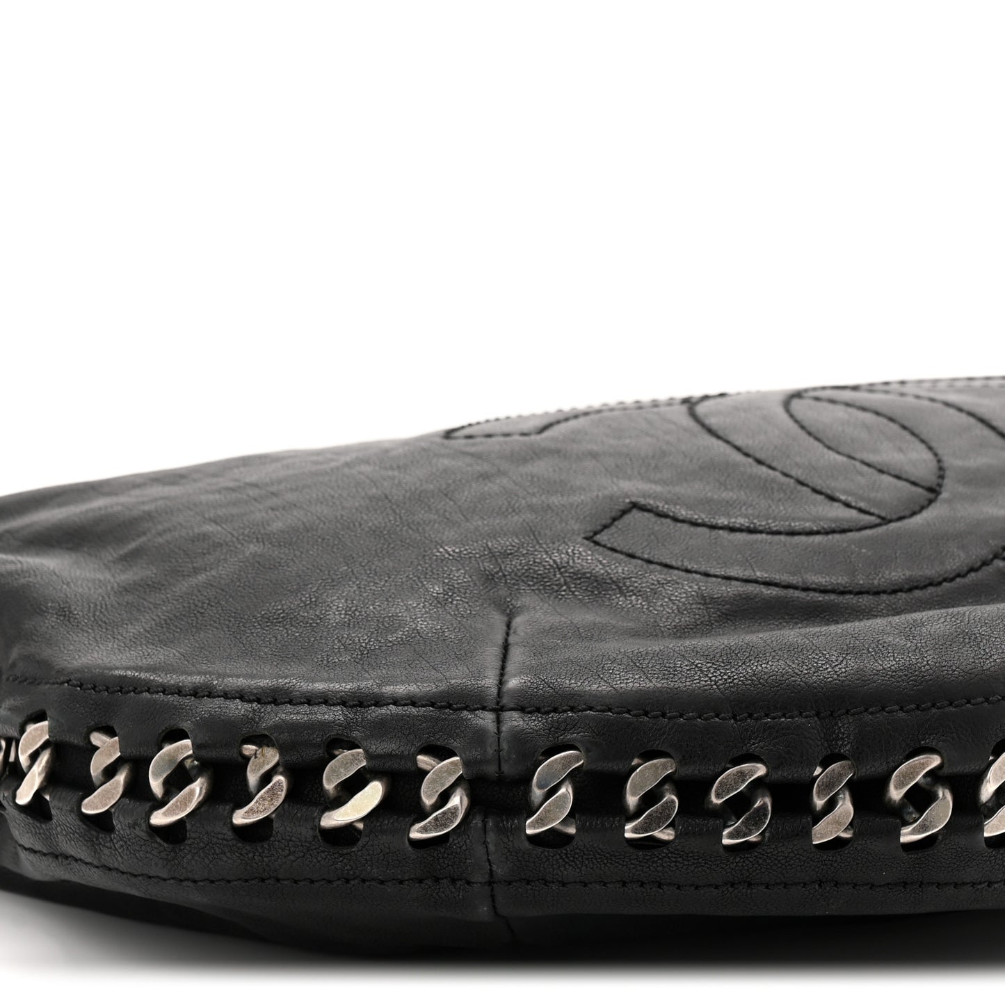 Calfskin Modern Chain Hobo Black