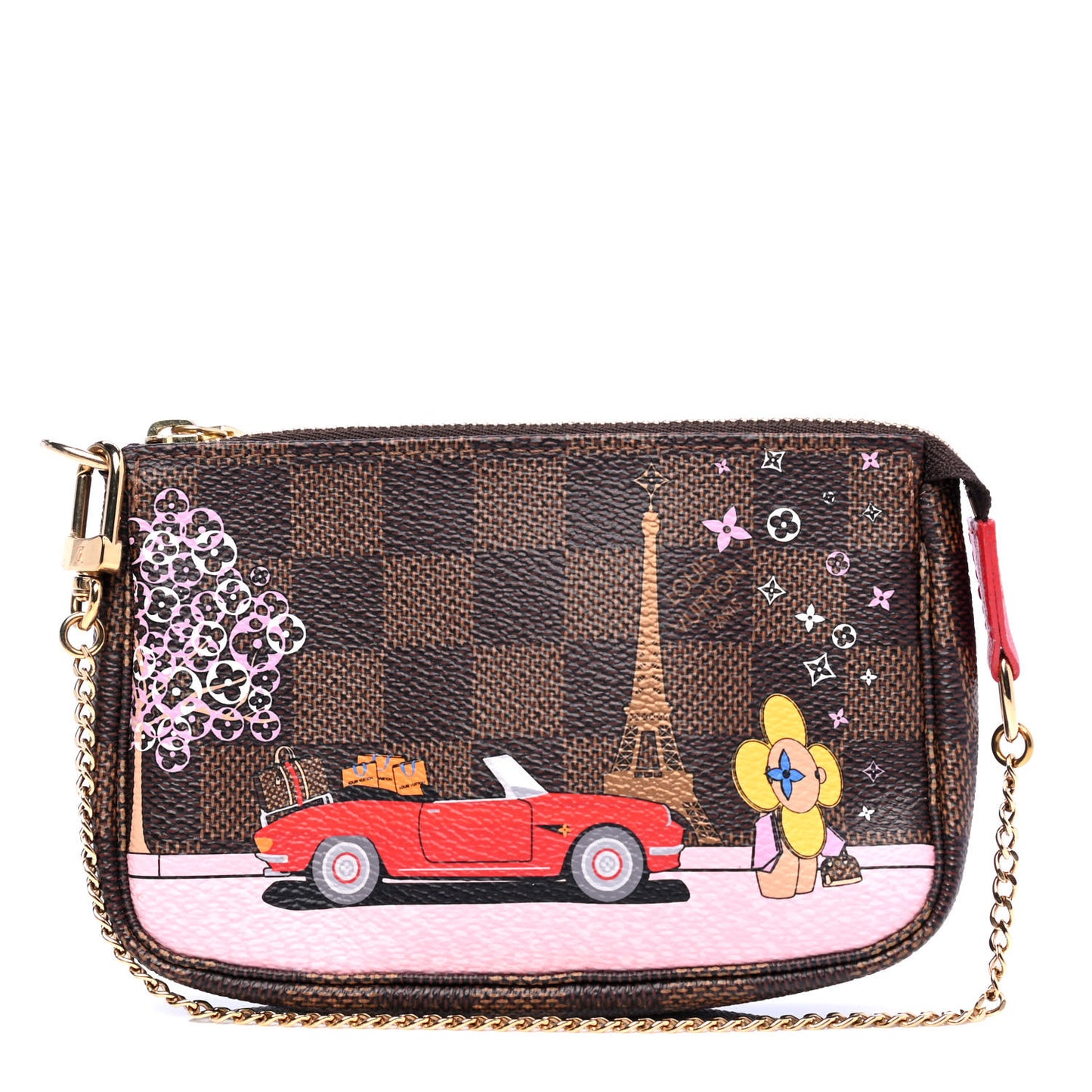 Damier Ebene 2019 Christmas Animation Mini Pochette Accessories Red