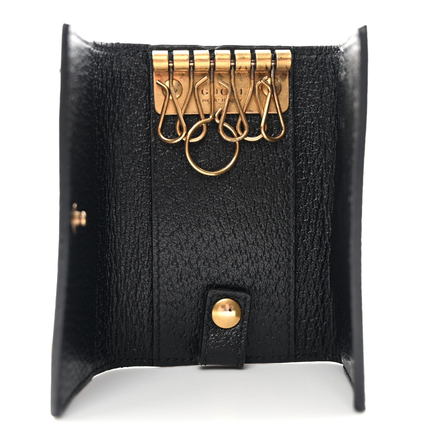 Gucci Calfskin Boar Effect GG Marmont 6 Key Holder Black 5 of 8