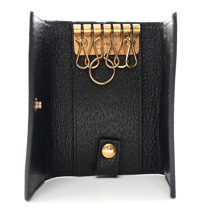 Gucci Calfskin Boar Effect GG Marmont 6 Key Holder Black 5 of 8