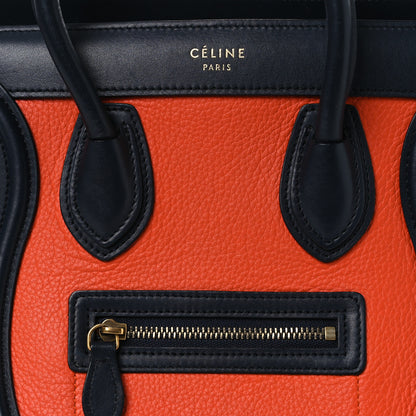 Celine Elephant Calfskin Nano Tri-Color Luggage Bright Orange 9 of 17