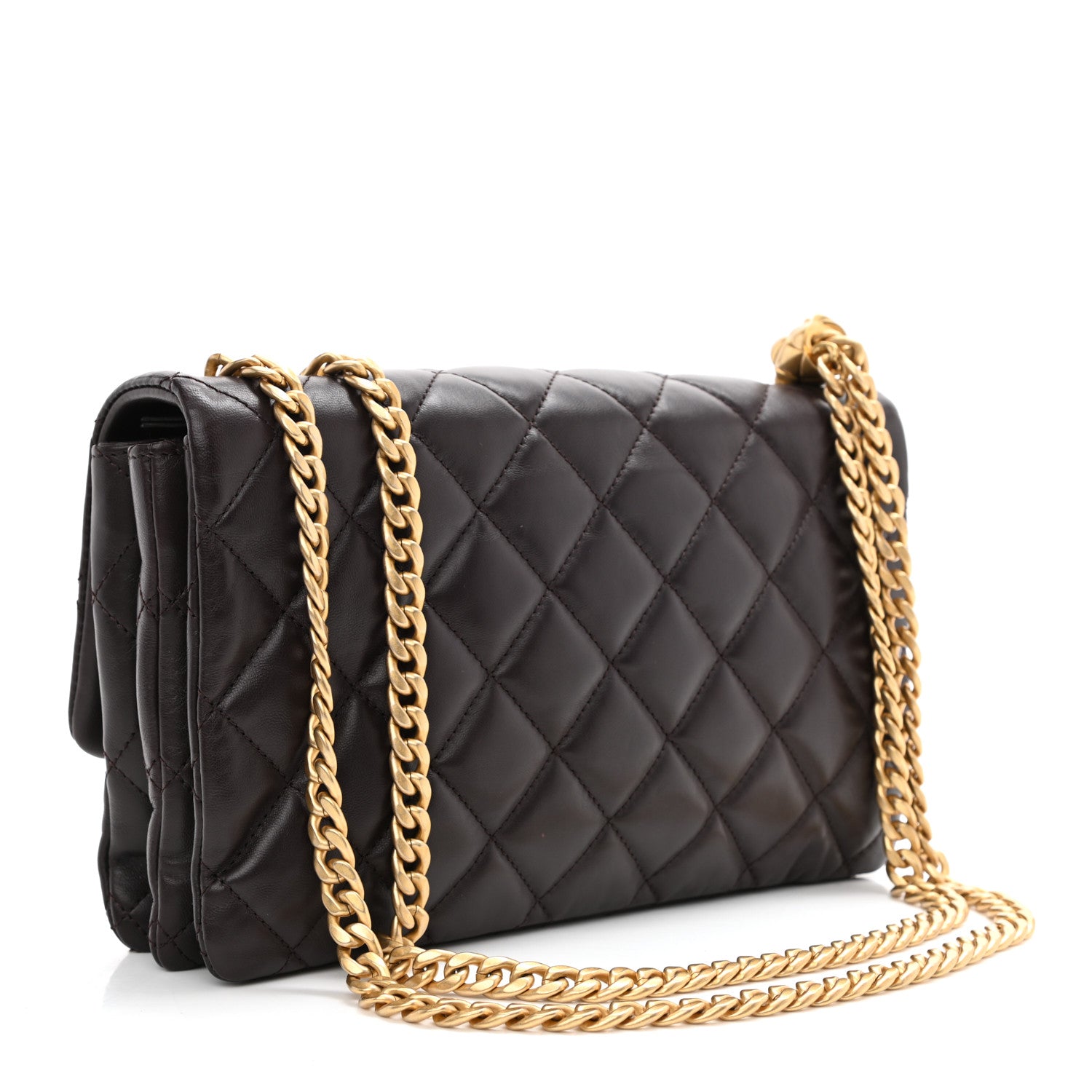 Chanel Lambskin Quilted Medium Pillow Crush Flap Dark Brown 2 of 8