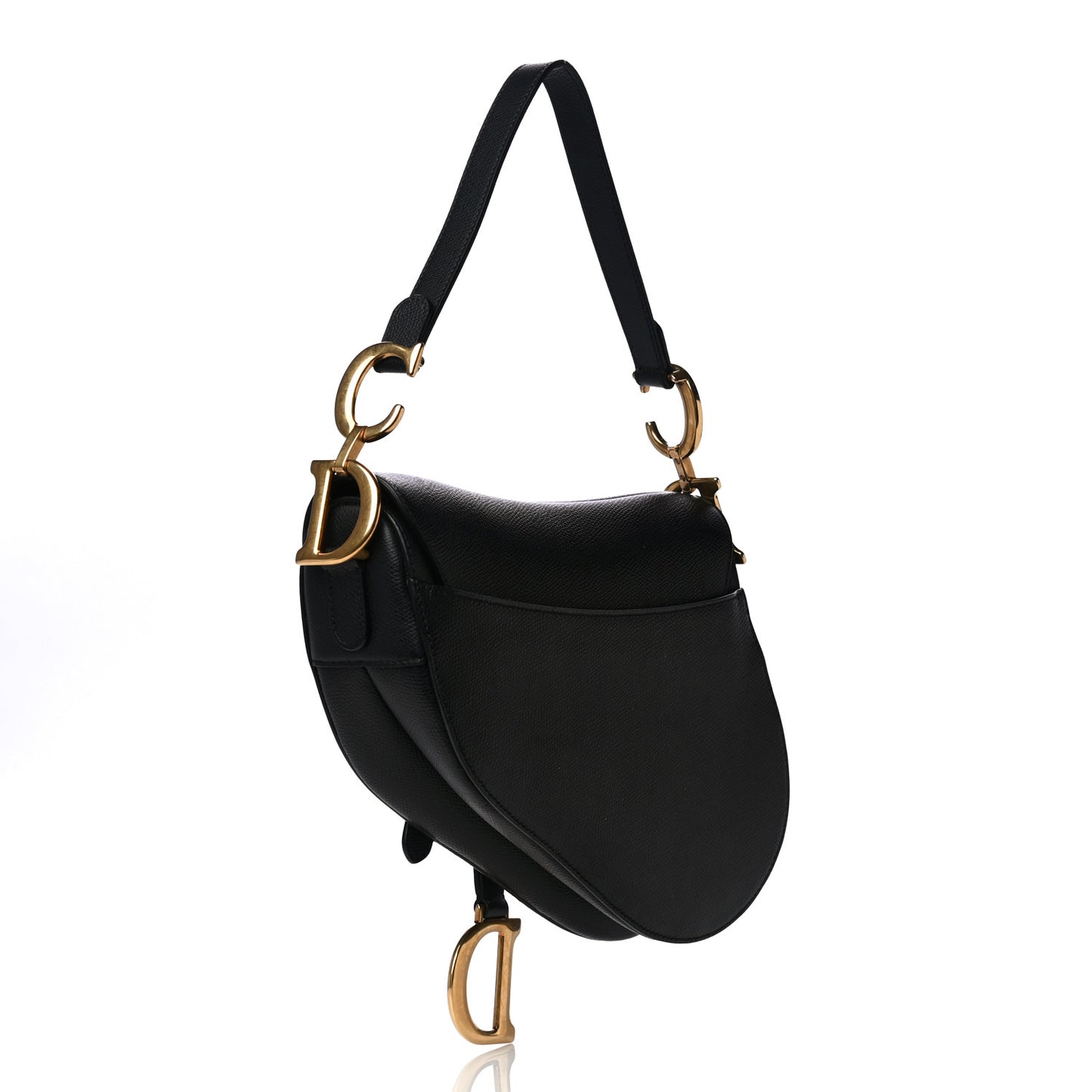 Grained Calfskin Saddle Bag Black