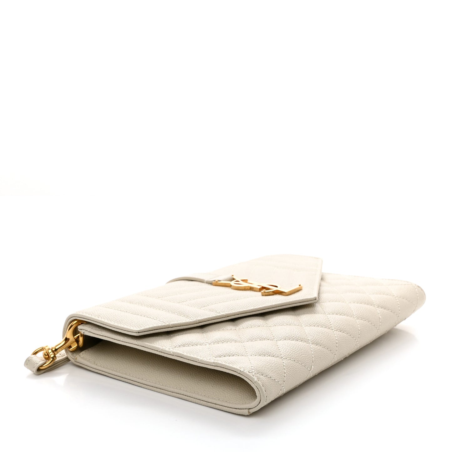 Grain De Poudre Textured Mixed Matelasse Triquilt Monogram Clutch Blanc Vintage