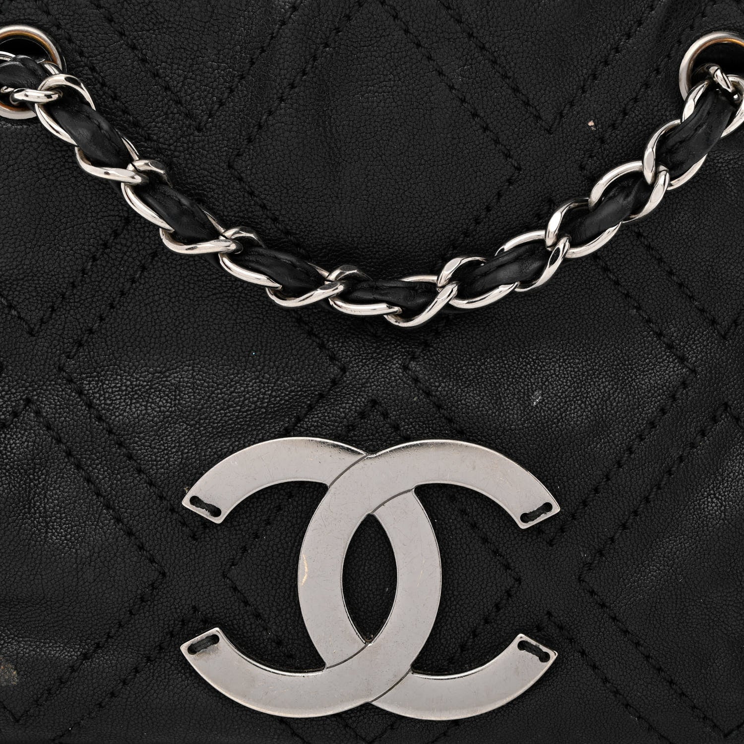 Chanel Calfskin Small Diamond Stitch Tote Black 9 of 15
