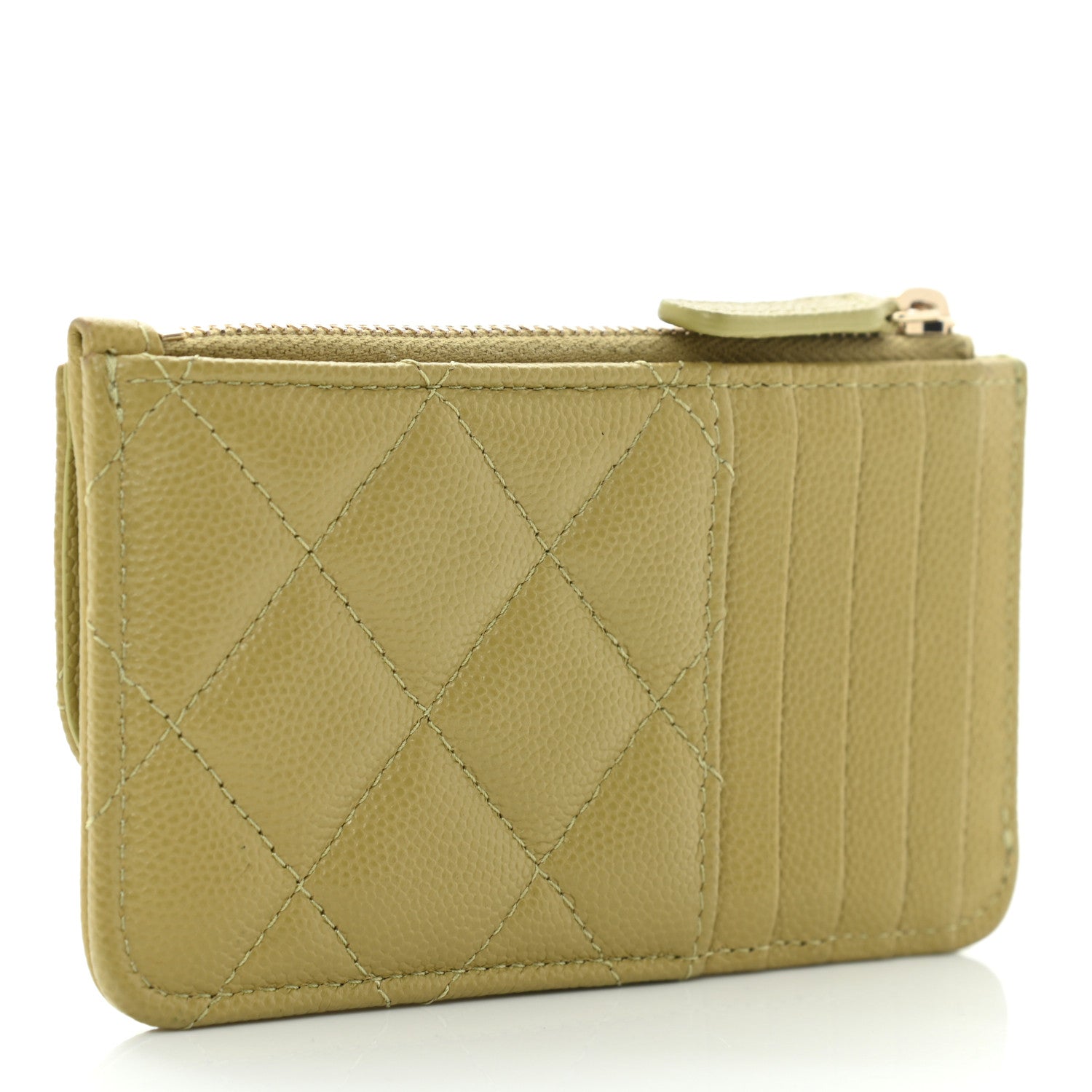 Chanel Caviar Quilted Flap Zip Card Holder Green 3 of 11