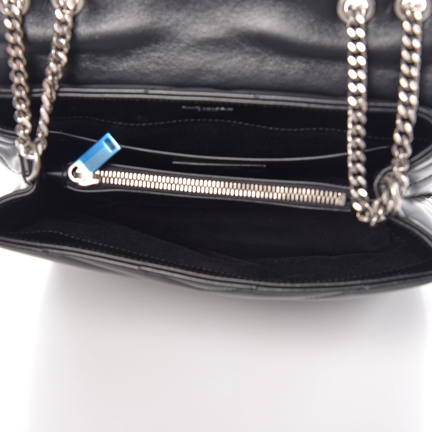 Calfskin Y Quilted Monogram Small Loulou Chain Satchel Black