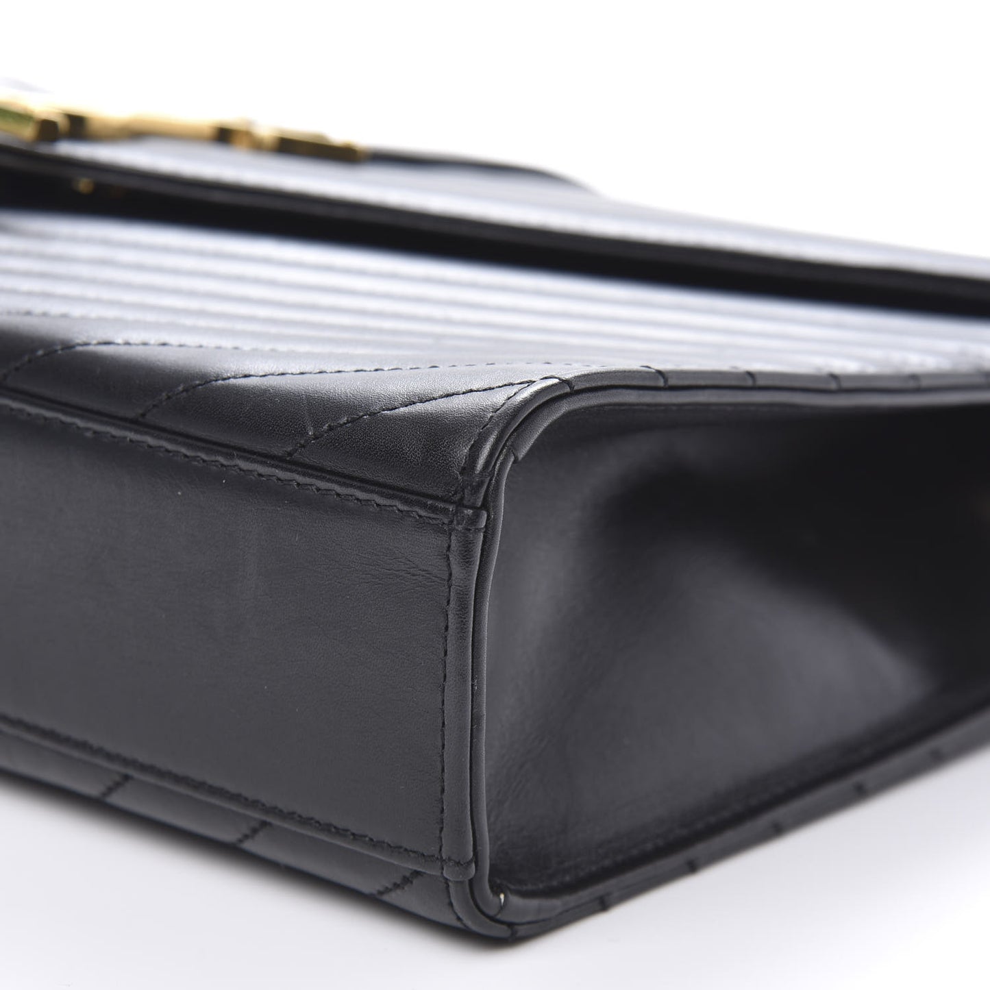 Smooth Calfskin Matelasse Chevron Large Monogram Satchel Black