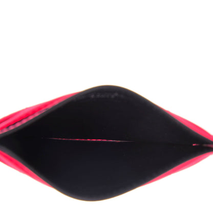 Saint Laurent Grain De Poudre Matelasse Chevron Monogram Credit Card Case Neon Pink 5 of 8