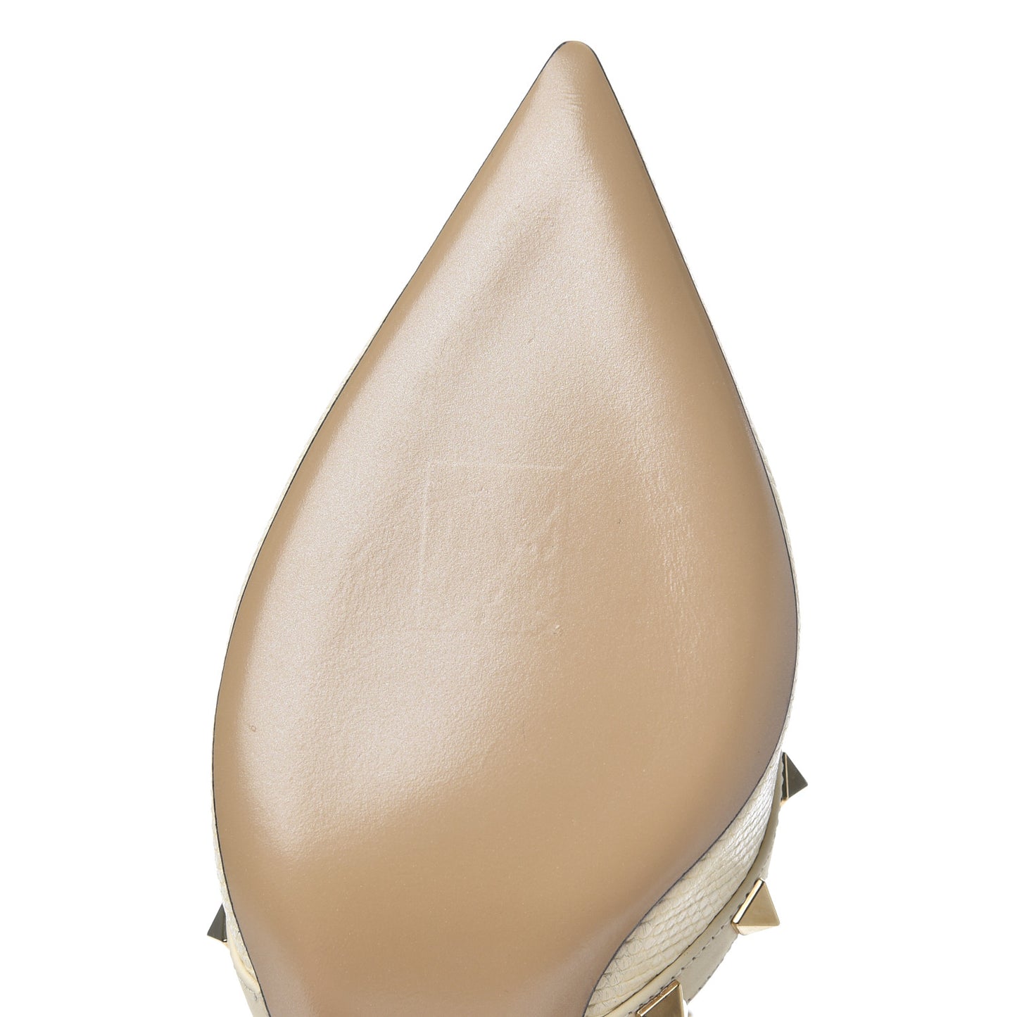 Lizard Rockstud Ankle Strap Low Heel Pumps 37 Ivory