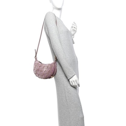 Fendi Velluto Jacquard F is Fendi Vitello Grace Mini Fendigraphy Hobo Bag Dusty Mauve 2 of 10