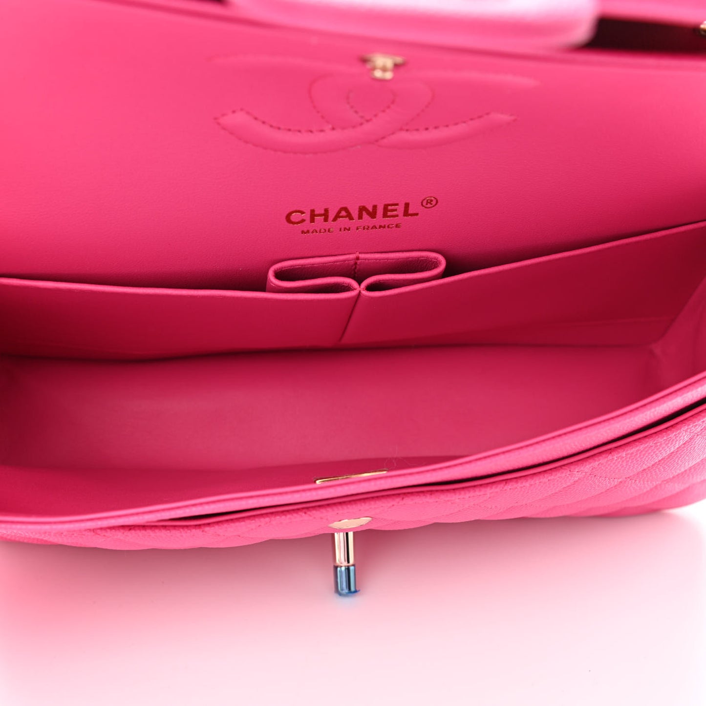 Caviar Quilted Medium Double Flap Dark Pink