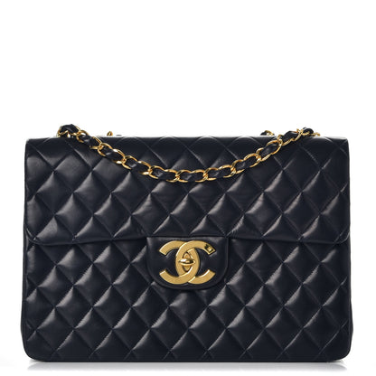Chanel Lambskin Quilted XL Jumbo Single Flap Navy 1 of 10