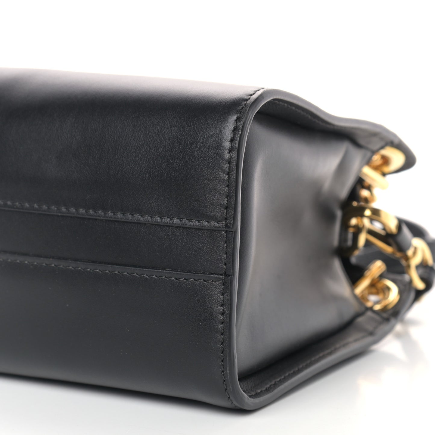 Shiny Calfskin Mini Annie Shoulder Bag Black
